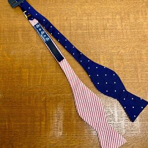 Brooks Brothers Social Primer Bow Tie - Red Stripes/Navy Polka Dots